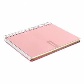 Cuaderno espiral liderpapel a4 micro crafty tapa forrada 120h 90 gr cuadro 5 mm 5 bandas 4 colores color rosa