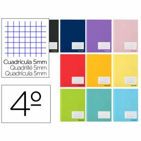 Libreta liderpapel smart a5 80 hojas 60 g/m2 cuadro 5mm con margen colores surtidos tapa blanda