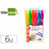 Marcador de cera gel liderpapel fluorescente estuche 6 unidades colores surtidos - ZC10