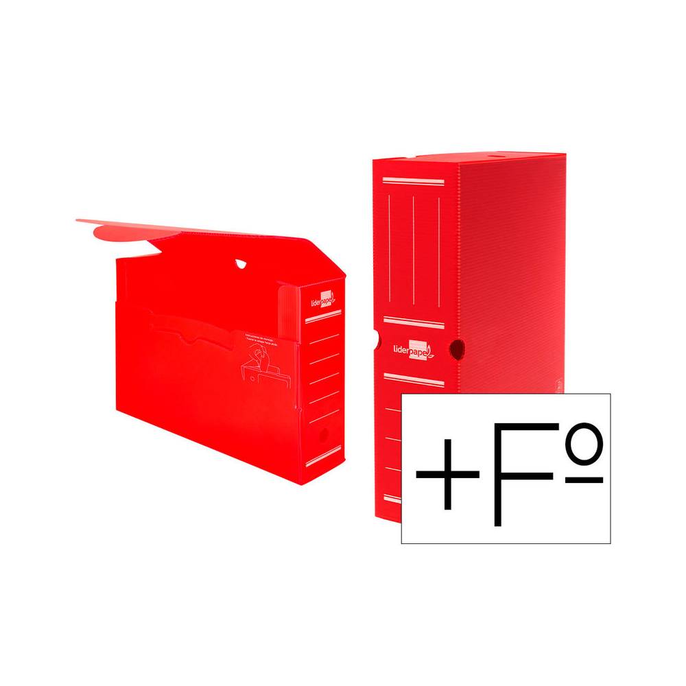 Caja archivo definitivo plastico liderpapel rojo 387x275x105 mm