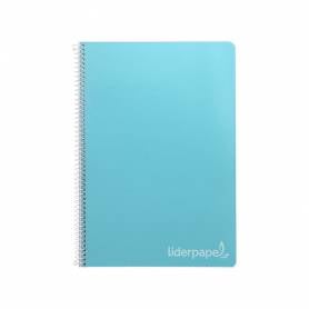 Cuaderno espiral liderpapel folio witty tapa dura 80h 75gr cuadro 4mm con margen color celeste