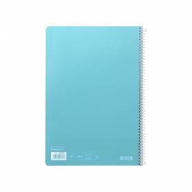 Cuaderno espiral liderpapel folio witty tapa dura 80h 75gr cuadro 4mm con margen color celeste