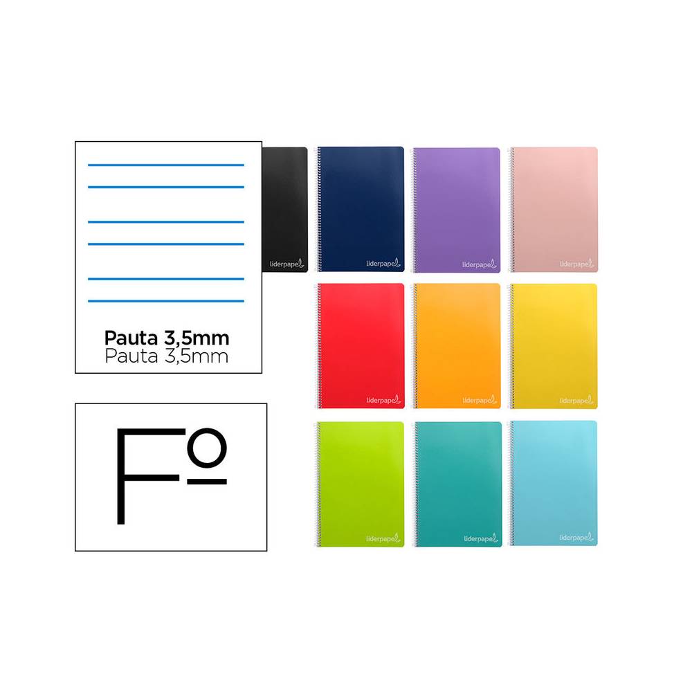 Cuaderno espiral liderpapel folio witty tapa dura 80h 75gr pauta 3,5mm con margen colores surtidos