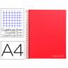 Cuaderno espiral liderpapel a4 micro jolly tapa forrada 140h 75 gr cuadro 5mm 5 bandas 4 taladros color rojo - BA50