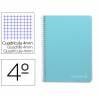 Cuaderno espiral liderpapel cuarto witty tapa dura 80h 75gr cuadro 4mm con margen color celeste - BC22