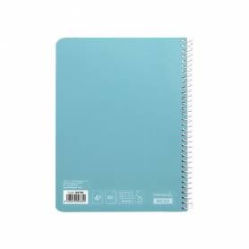 Cuaderno espiral liderpapel cuarto witty tapa dura 80h 75gr cuadro 4mm con margen color celeste