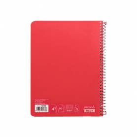 Cuaderno espiral liderpapel cuarto witty tapa dura 80h 75gr cuadro 4mm con margen color rojo