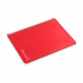 Cuaderno espiral liderpapel cuarto witty tapa dura 80h 75gr cuadro 4mm con margen color rojo