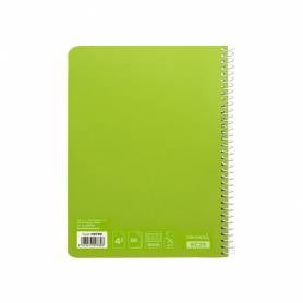 Cuaderno espiral liderpapel cuarto witty tapa dura 80h 75gr cuadro 4mm con margen color verde