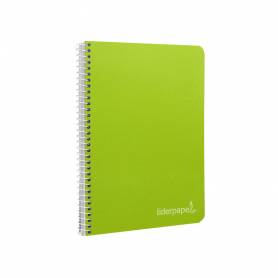 Cuaderno espiral liderpapel cuarto witty tapa dura 80h 75gr cuadro 4mm con margen color verde