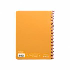 Cuaderno espiral liderpapel cuarto witty tapa dura 80h 75gr cuadro 4mm con margen color naranja