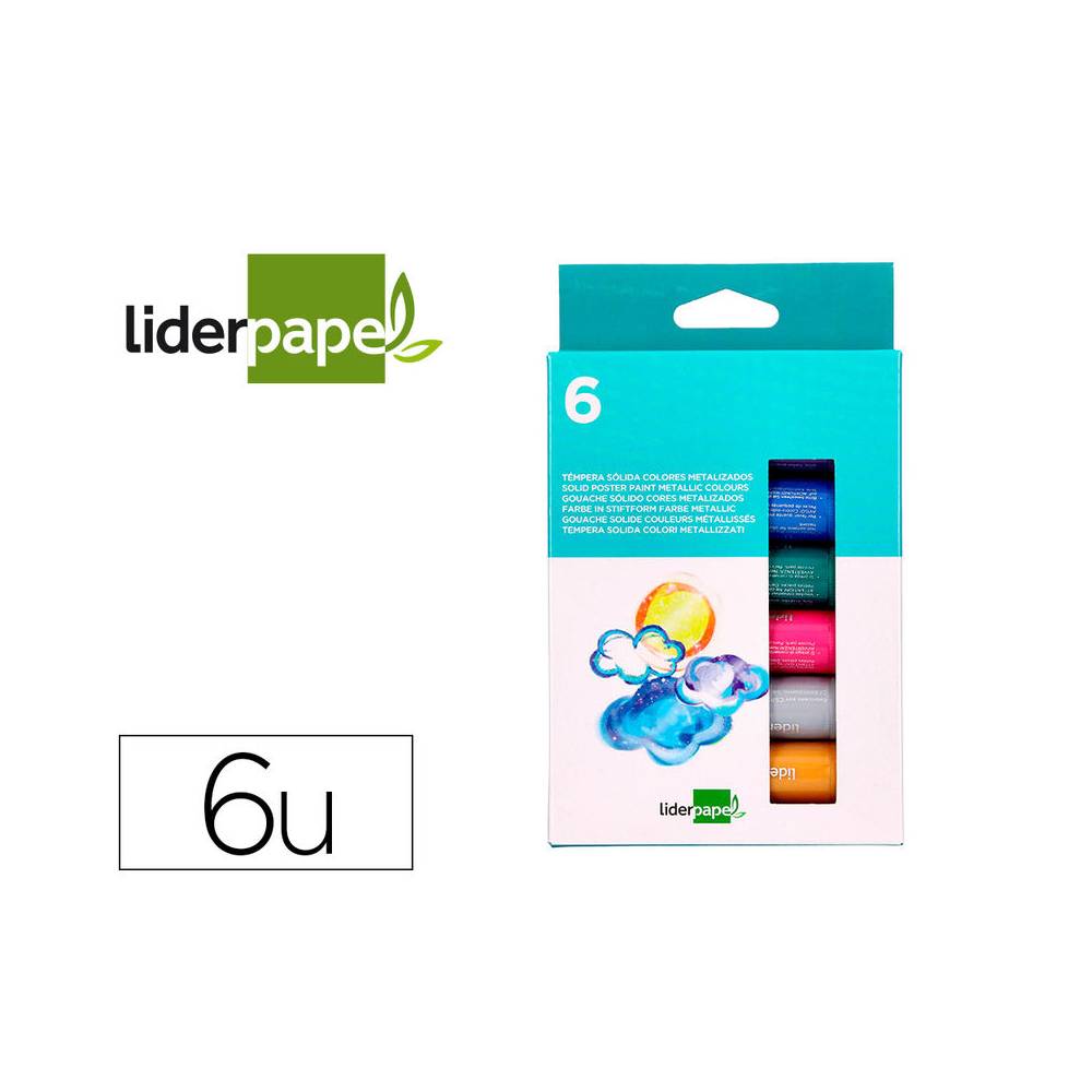 Tempera solida en barra liderpapel escolar 10 gr caja de 6 colores surtidos