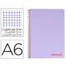 Cuaderno espiral liderpapel a6 micro wonder tapa plastico 120h 90 gr cuadro 5mm 4 bandas color violeta - BD14