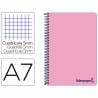 Cuaderno espiral liderpapel a7 micro wonder tapa plastico 100h 90 gr cuadro 5mm 4 bandas color rosa - BG05