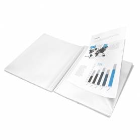 Carpeta liderpapel escaparate con espiral 80 fundas polipropileno din a4 transparente