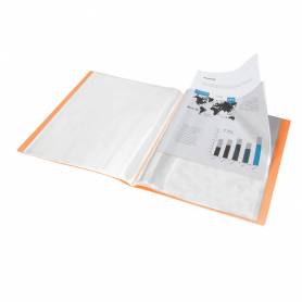 Carpeta liderpapel escaparate 10 fundas polipropileno din a4 naranja fluor opaco