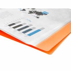 Carpeta liderpapel escaparate 30 fundas polipropileno din a4 naranja fluor opaco