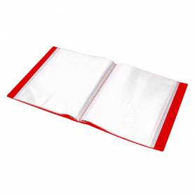 Carpeta liderpapel personaliza 100 fundas polipropilenodin a4 rojo translucido con cajetin