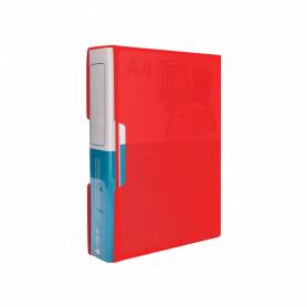 Carpeta liderpapel personaliza 100 fundas polipropilenodin a4 rojo translucido con cajetin