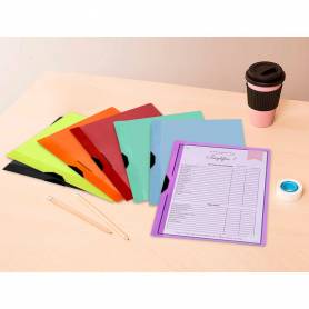 Carpeta liderpapel dossier pinza lateral polipropileno din a4 amarillo fluor opaco 30 hojas pinza deslizante