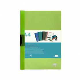 Carpeta liderpapel dossier pinza lateral polipropileno din a4 verde translucido 60 hojas pinza deslizante