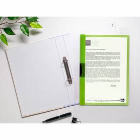 Carpeta liderpapel dossier pinza lateral polipropileno din a4 verde translucido 60 hojas pinza deslizante