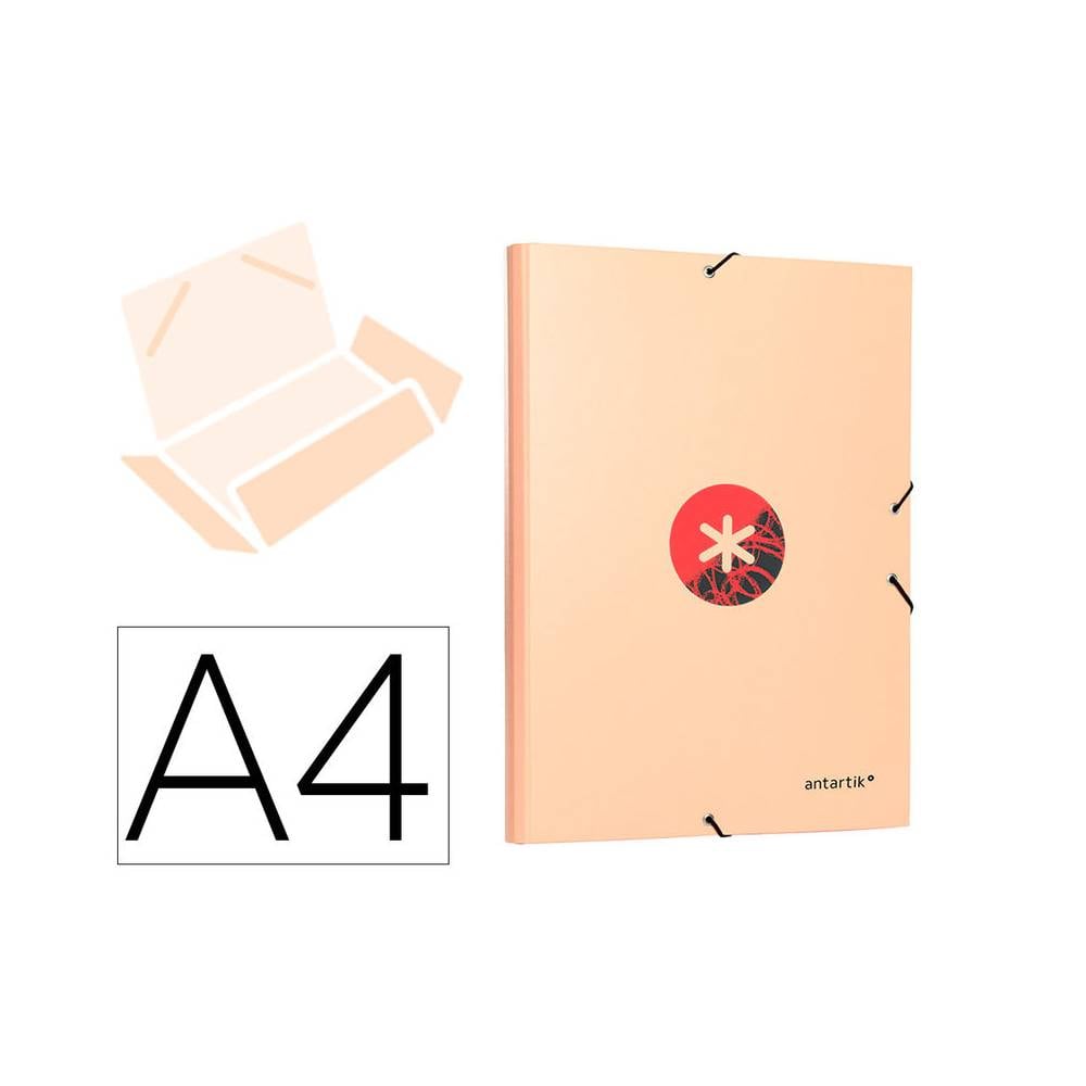 Carpeta liderpapel antartik gomas a4 3 solapas carton forrado trending color coral