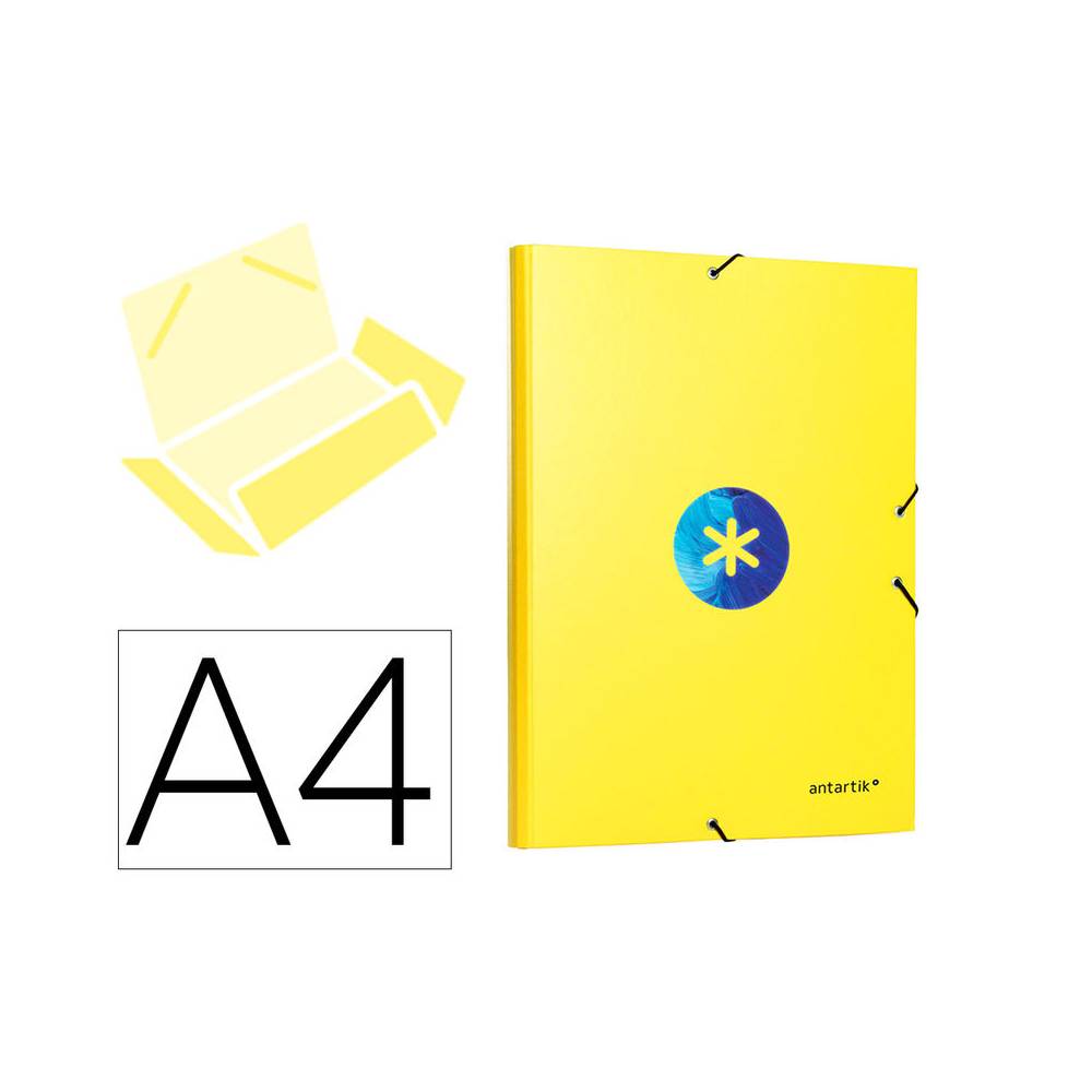 Carpeta liderpapel antartik gomas a4 3 solapas carton forrado trending color amarillo