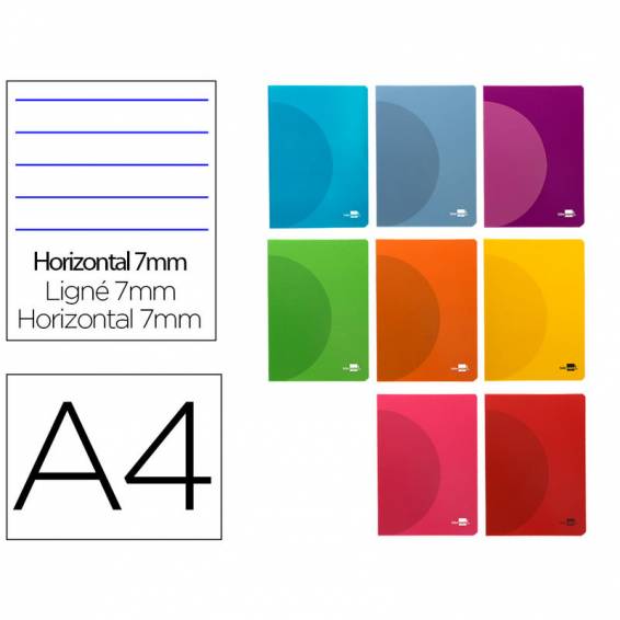 Libreta liderpapel 360 tapa de plastico a4 48 hojas 90g/m2 horizontal con doble margen colores surtidos