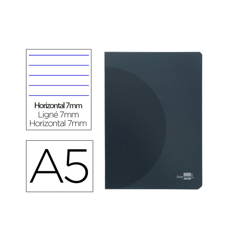 Libreta liderpapel 360 tapa de plastico a5 48 hojas 90g/m2 horizontal con doble margen tapa negra