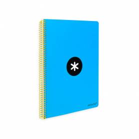 Cuaderno espiral liderpapel a4 antartik tapa dura 80h 90gr cuadro 4mm con margen color azul