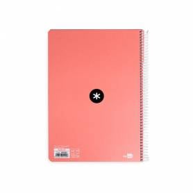 Cuaderno espiral liderpapel a4 antartik tapa dura 80h 90gr cuadro 4mm con margen color coral