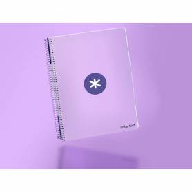 Cuaderno espiral liderpapel a4 antartik tapa dura 80h 90gr cuadro 4mm con margen color lavanda