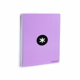 Cuaderno espiral liderpapel a4 antartik tapa dura 80h 90gr cuadro 4mm con margen color lavanda