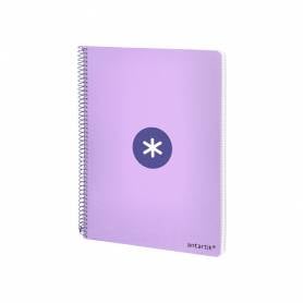 Cuaderno espiral liderpapel a4 antartik tapa dura 80h 90gr cuadro 4mm con margen color lavanda