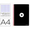 Cuaderno espiral liderpapel a4 antartik tapa dura 80h 90gr cuadro 4mm con margen color negro - KB13