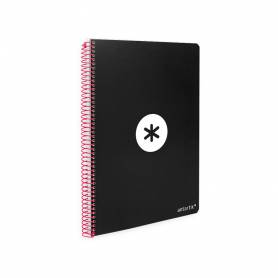 Cuaderno espiral liderpapel a4 antartik tapa dura 80h 90gr cuadro 4mm con margen color negro