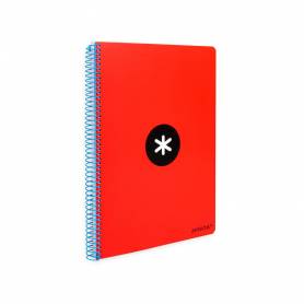 Cuaderno espiral liderpapel a4 antartik tapa dura 80h 90gr cuadro 4mm con margen color rojo