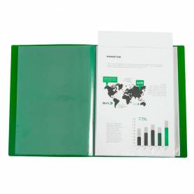 Carpeta liderpapel 80 fundas canguro pp din a4 verde translucido portada y lomo personalizable