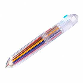 Boligrafo liderpapel 10 en 1 cuerpo transparente 10 colores 1 mm retractil