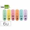 Rotulador liderpapel mini fluorescente pastel punta biselada estuche de 6 unidades colores surtidos - RT17