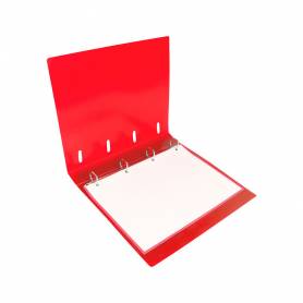 Carpeta con recambio liderpapel a4 cuadro 5mm 100 hojas 80g polipropileno 4 anillas 40mm rojo translucido