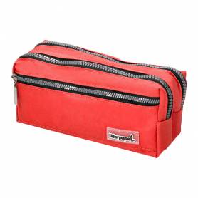 Bolso escolar liderpapel portatodo rectangular 3 bolsillos rojo 210x80x85 mm