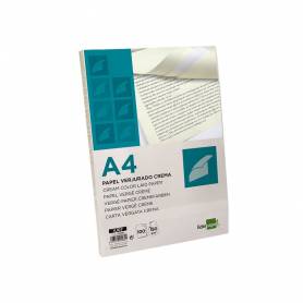 Papel verjurado liderpapel a4 180g/m2 crema paquete de 100 hojas