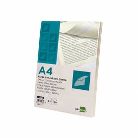 Papel verjurado liderpapel a4 180g/m2 crema paquete de 100 hojas