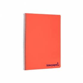 Cuaderno espiral liderpapel a4 wonder tapa plastico 80h 90gr cuadro 5mm con margen colores surtidos