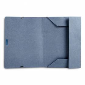 Carpeta liderpapel gomas folio 3 solapas carton pintado azul 410 g/m2