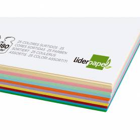 Cartulina liderpapel a4 180g/m2 25 colores surtidos paquete de 100 hojas