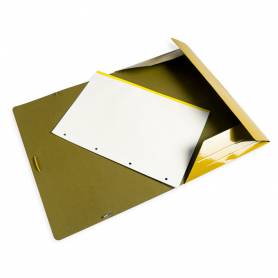 Carpeta liderpapel gomas folio 3 solapas carton plastificado color amarillo