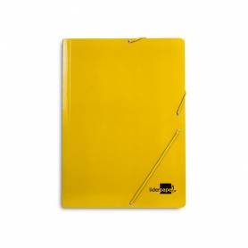 Carpeta liderpapel gomas folio 3 solapas carton plastificado color amarillo